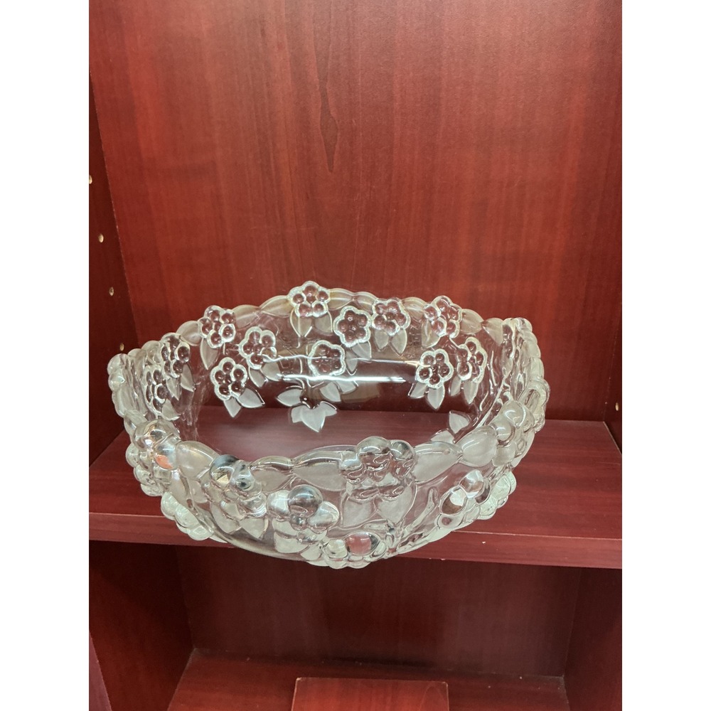 Mikasa Walther Crystal Spring Serenade Frosted Floral Bowl West Germany 8.5"